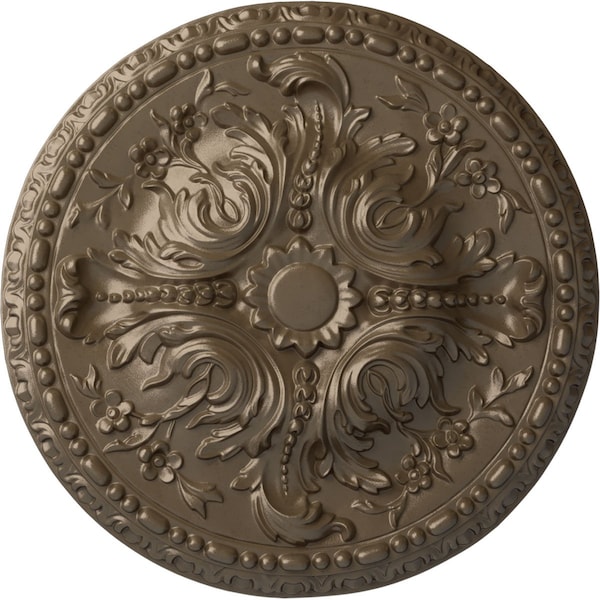 Ekena Millwork Amelia Ceiling Medallion (Fits Canopies up to 2 3/8"), Hand-Painted Warm Silver, 19 5/8"OD x 3/4"P CM20AMWSS - main